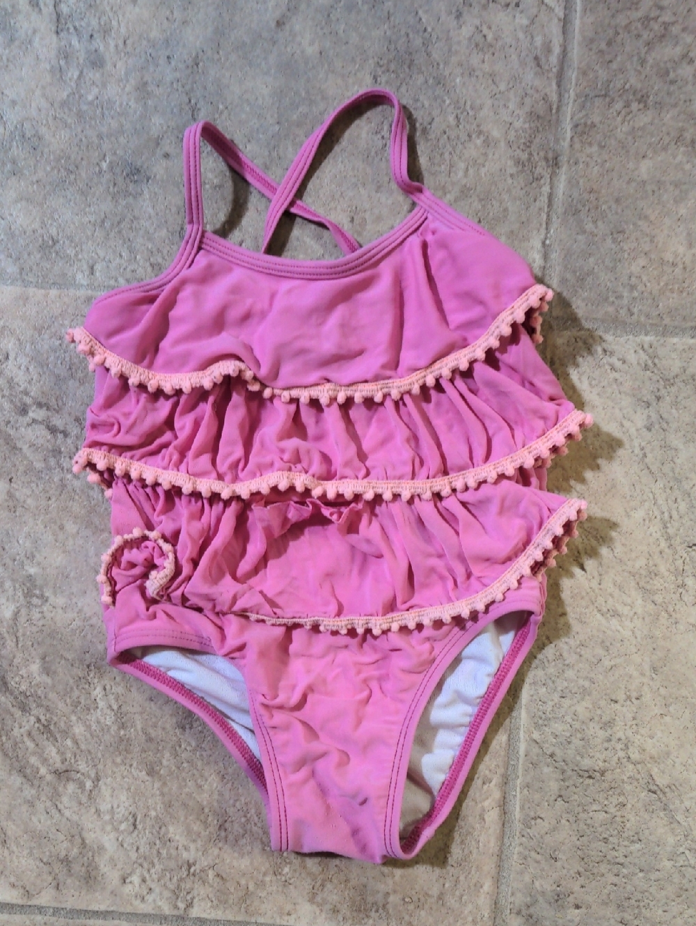 Pink Ruffled Girls One-Piece Swimsuit